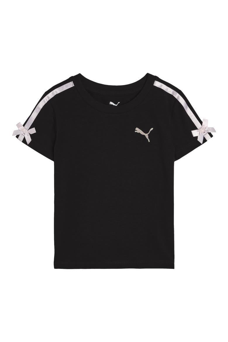Kids' Bow Society Stretch Cotton T-Shirt, Main, color, PUMA BLACK