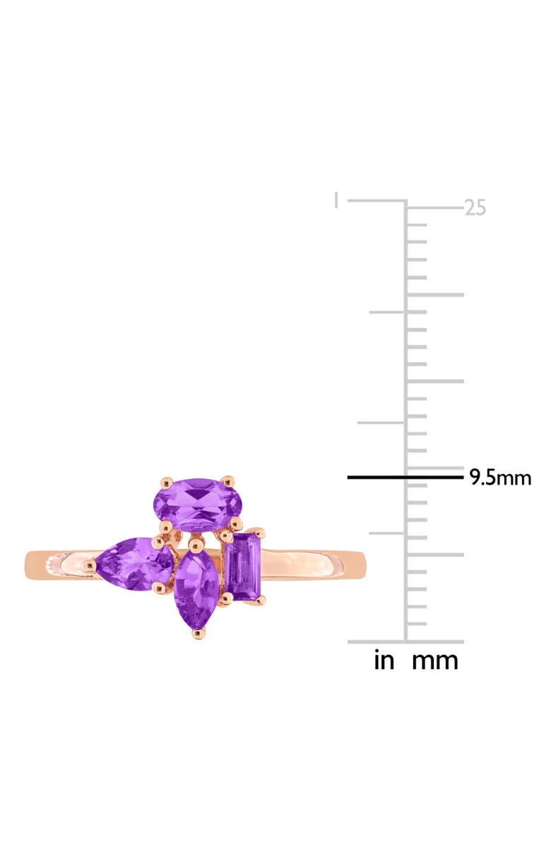 Julianna B. Gemstone Unique Cluster Ring in Plated Sterling Silver, Alternate, color, Amethyst/Rose-Plated