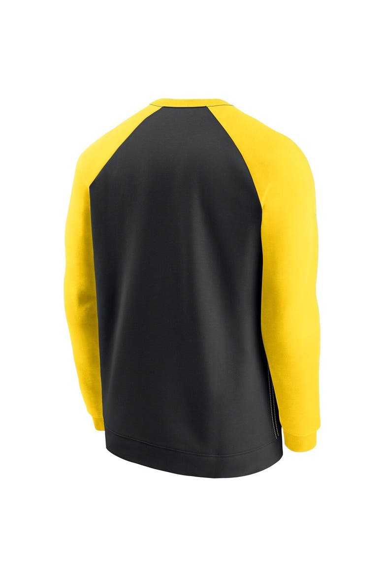 Men's Nike Black/Gold Pittsburgh Steelers Historic Raglan Crew Performance Sweater, Alternate, color, Black