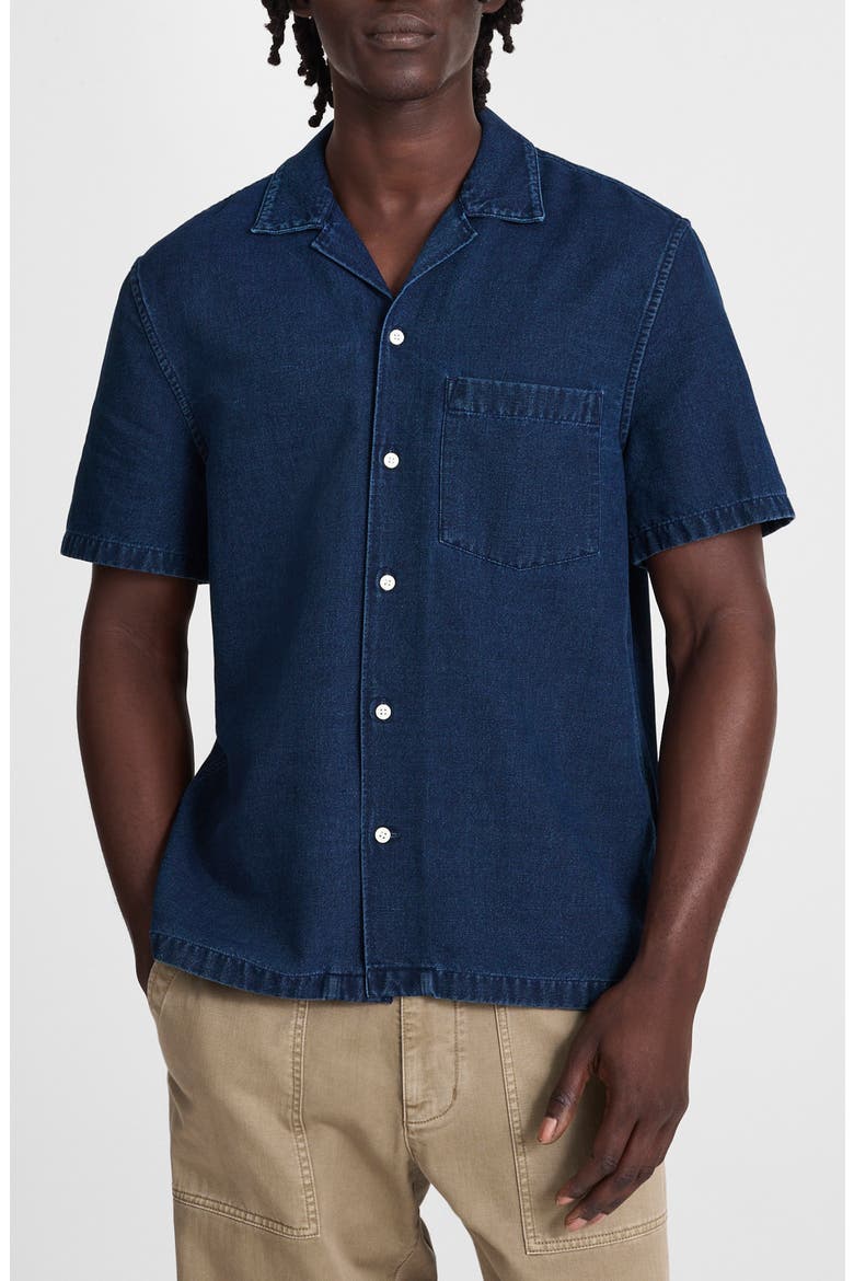 Indigo Dyed Camp Shirt, Main, color, DARK INDIGO