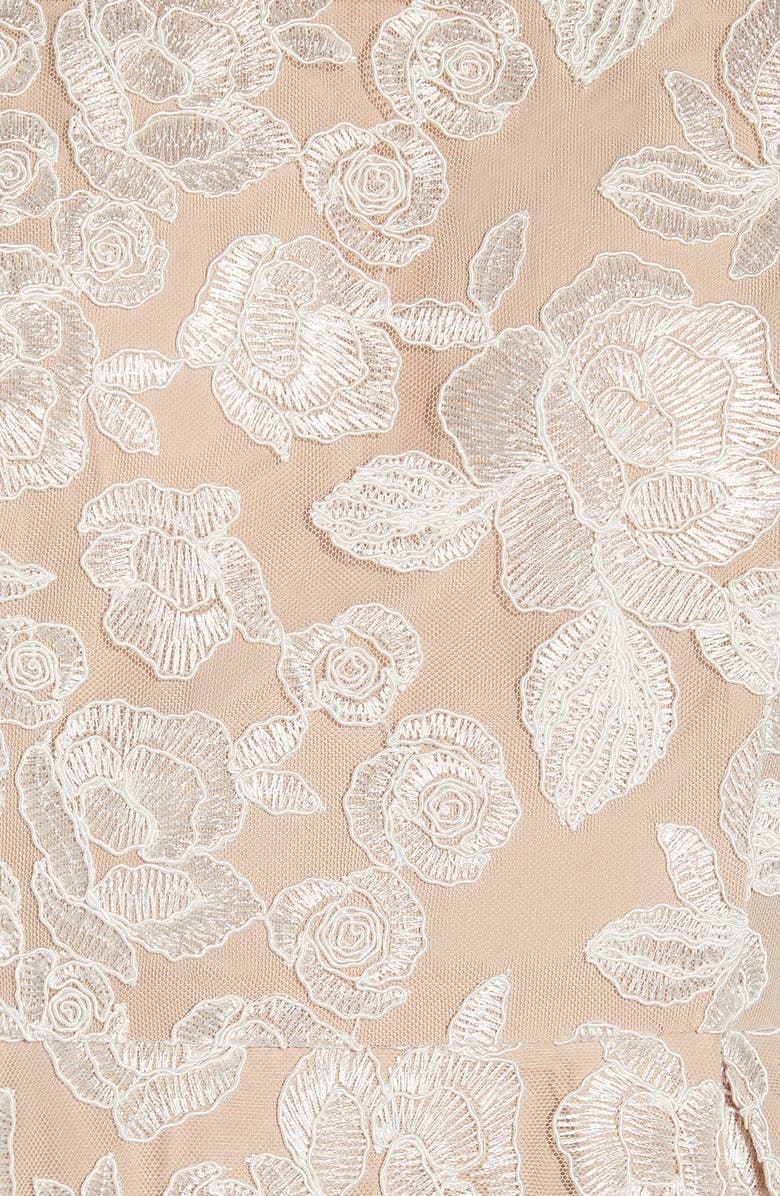 Adrianna Papell Floral Embroidered Fit & Flare Midi Dress, Alternate, color, 