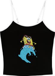 SpongeBob SquarePants Junior's Cool Surfing Waves Sleeveless Cami Tank Top