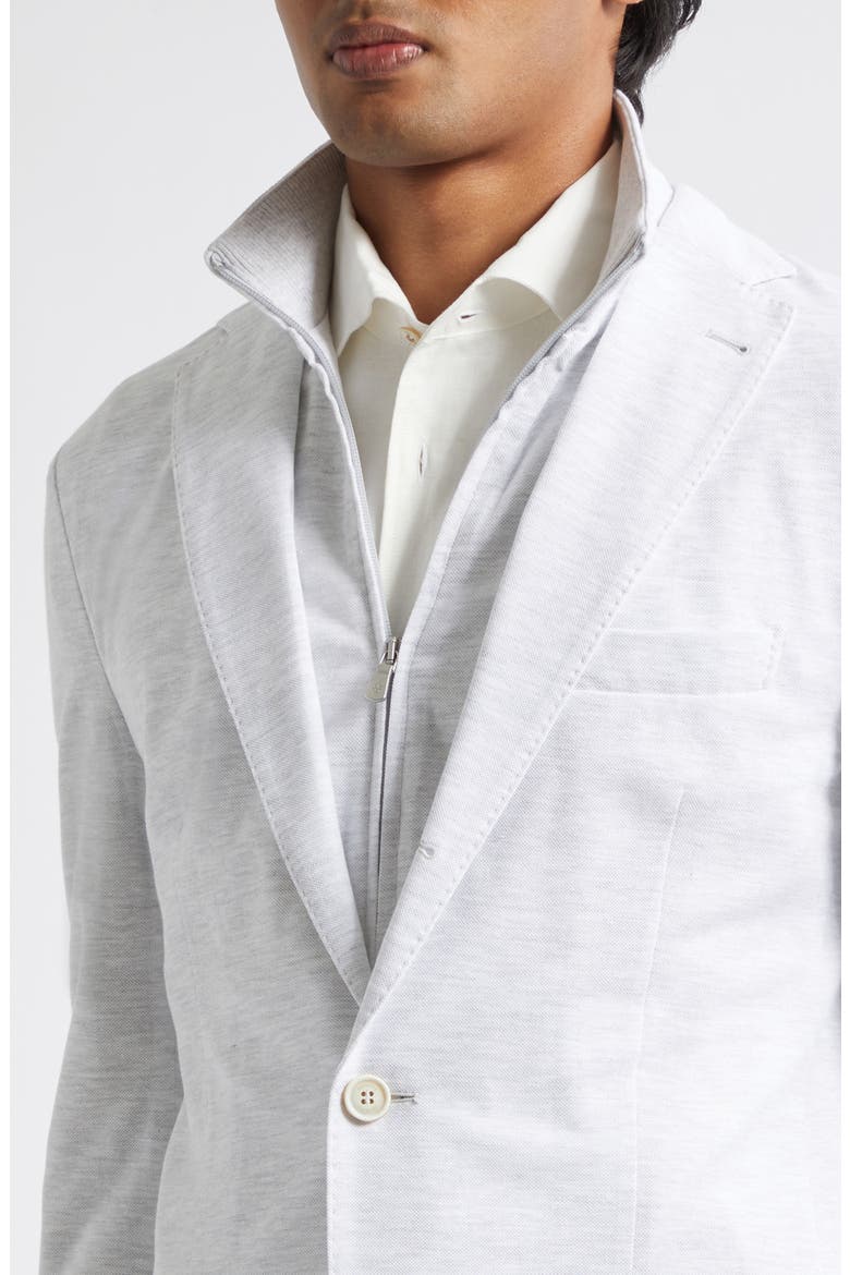 Cotton & Linen Sport Coat with Removable Bib, Alternate, color, LIGHT MELANGE GRAY