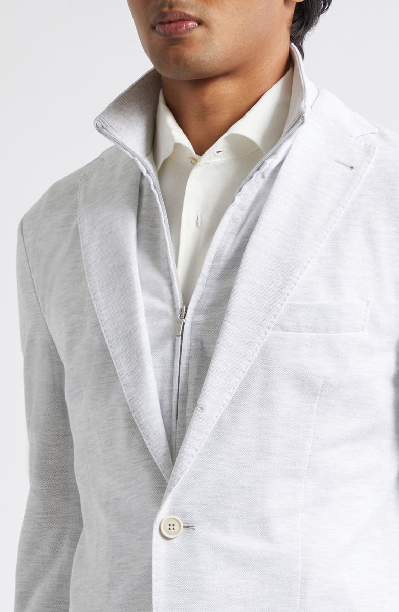 Eleventy Cotton & Linen Sport Coat with Removable Bib, Alternate, color, Light Melange Gray