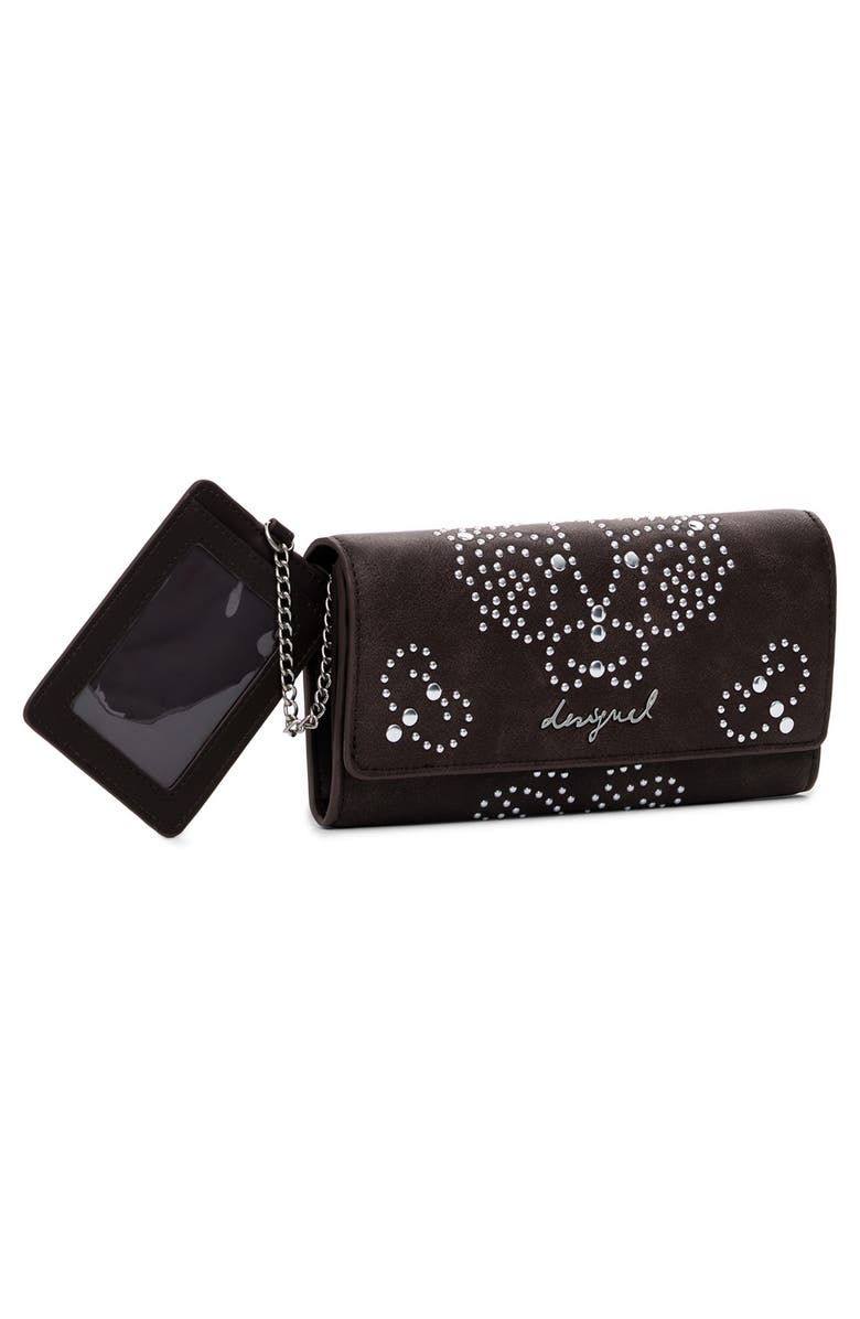 Desigual Studded Faux Leather Wallet, Alternate, color, Dark Brown
