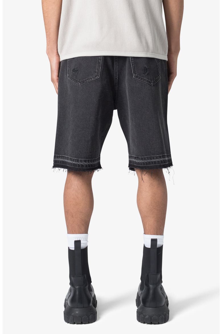 Distressed Nonstretch Denim Shorts, Alternate, color, BLACK