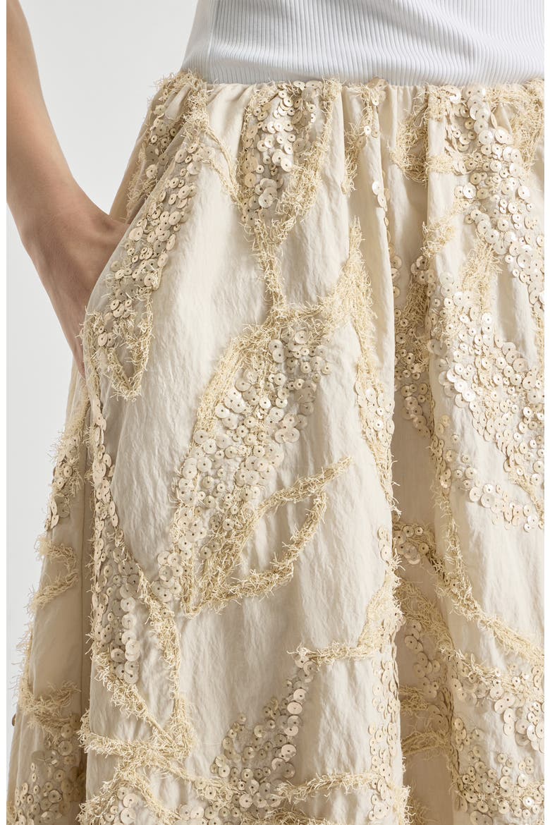 Skirt with dazzling seabed embroidery, Alternate, color, Sand