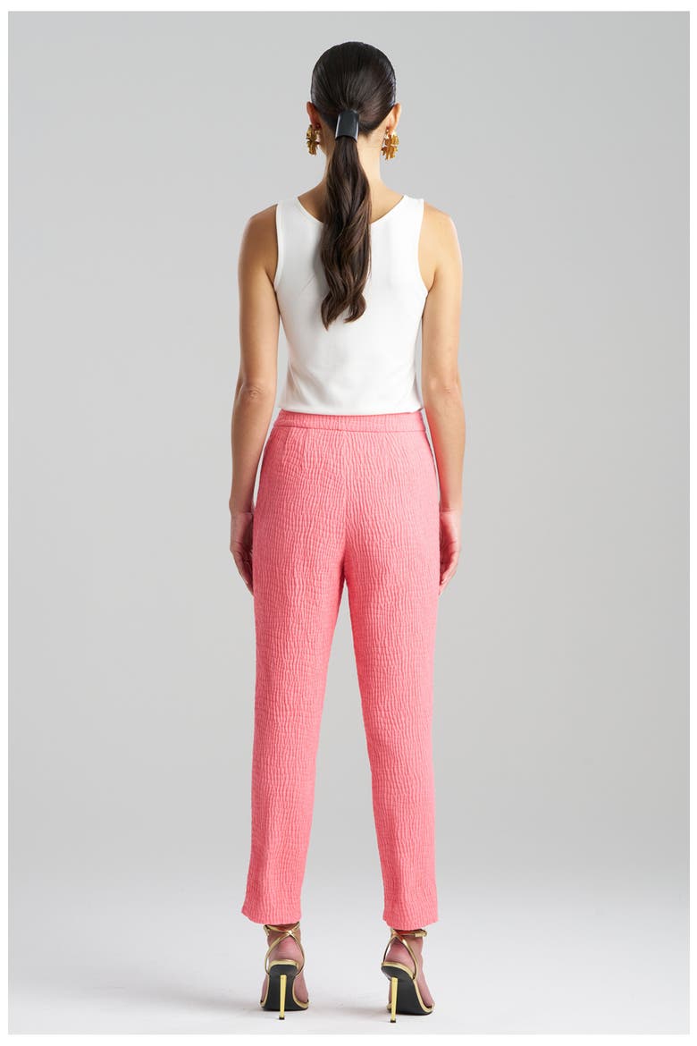 Textured Cotton Jacquard Side Zip Tapered Pant, Alternate, color, FLAMINGO