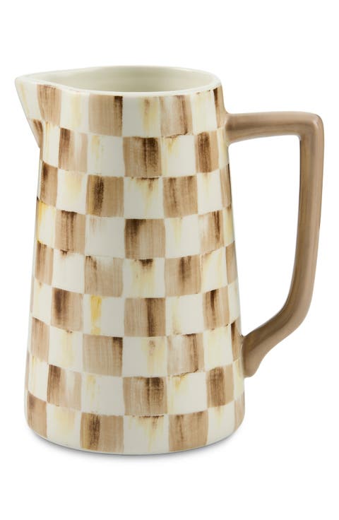 Mocha Check Farmhouse Pitcher