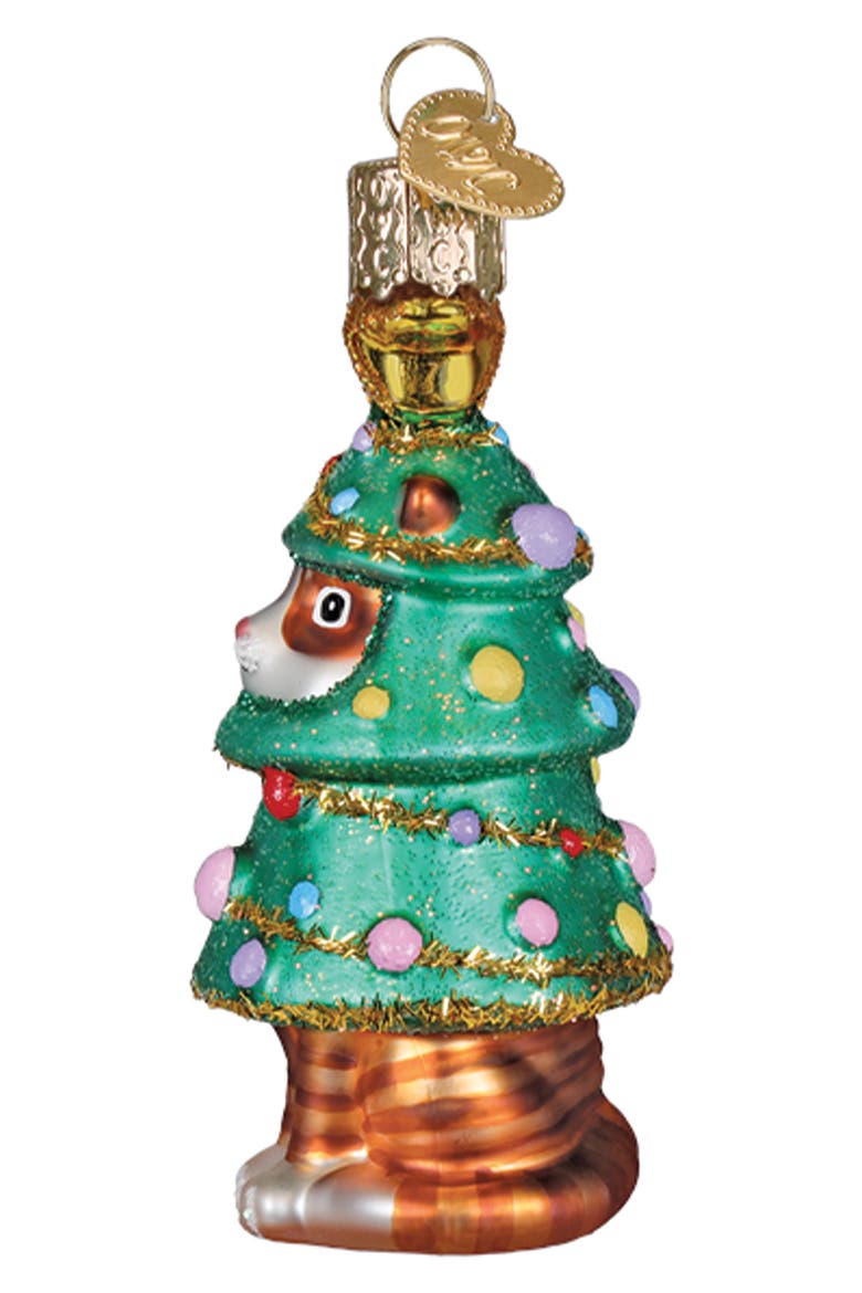 Meowmas Tree Christmas Ornament, Alternate, color, GREEN MULTI
