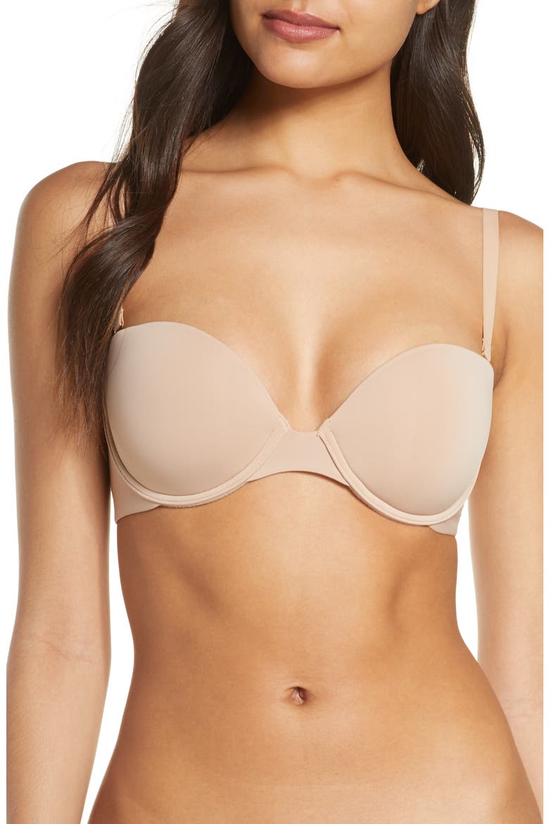 Minimal Contour Underwire Strapless Bra, Alternate, color, CAFE