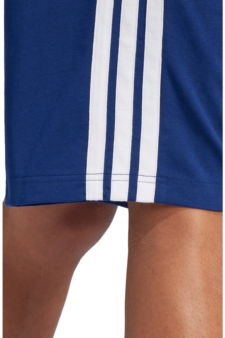 Essentials 3-Stripes Fleece Shorts, Alternate, color, DARK BLUE/ WHITE
