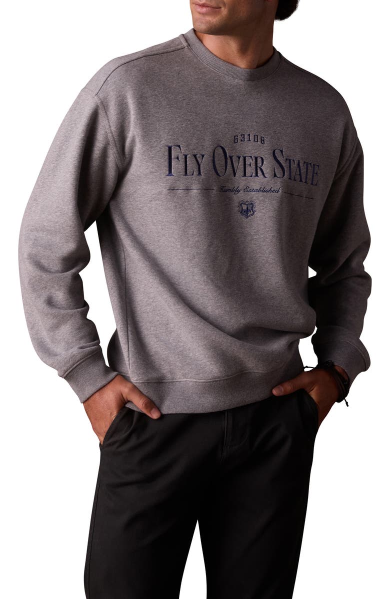 The Normal Brand Oversize Fly Over State Embroidered Crewneck Sweatshirt, Main, color, Heather Grey