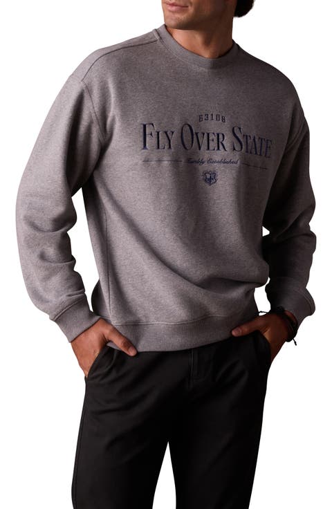 Oversize Fly Over State Embroidered Crewneck Sweatshirt