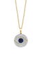 14K Yellow Gold Diamond & Sapphire Evil Eye Pendant Necklace