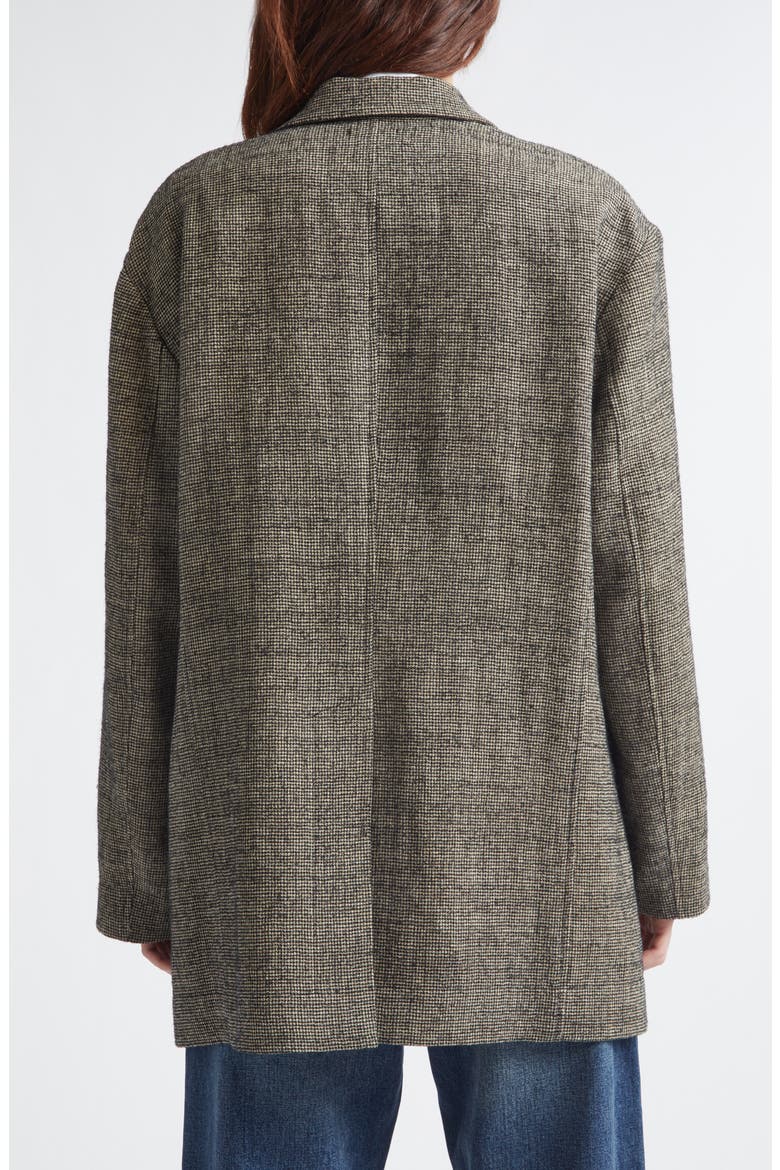 Oversize Ragged Houndstooth Linen & Virgin Wool Blazer, Alternate, color, KHAKI BLACK MINI HOUNDSTOOTH
