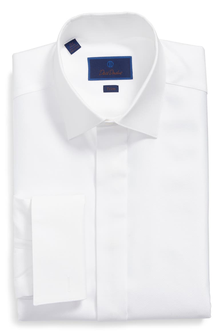 Trim Fit French Cuff Tuxedo Shirt, Main, color, WHITE
