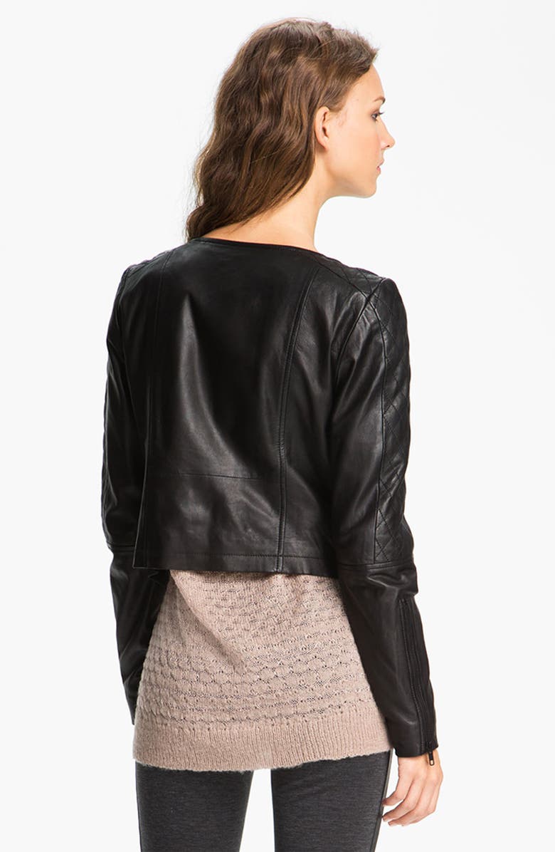 Trouvé Quilted Panel Leather Moto Jacket, Alternate, color, 