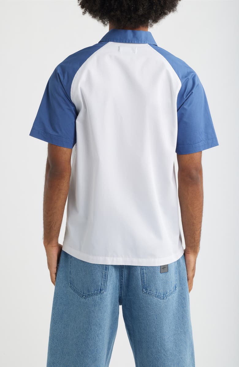 SANTO STUDIO 888 Raglan Short Sleeve Cotton Button-Up Shirt, Alternate, color, White