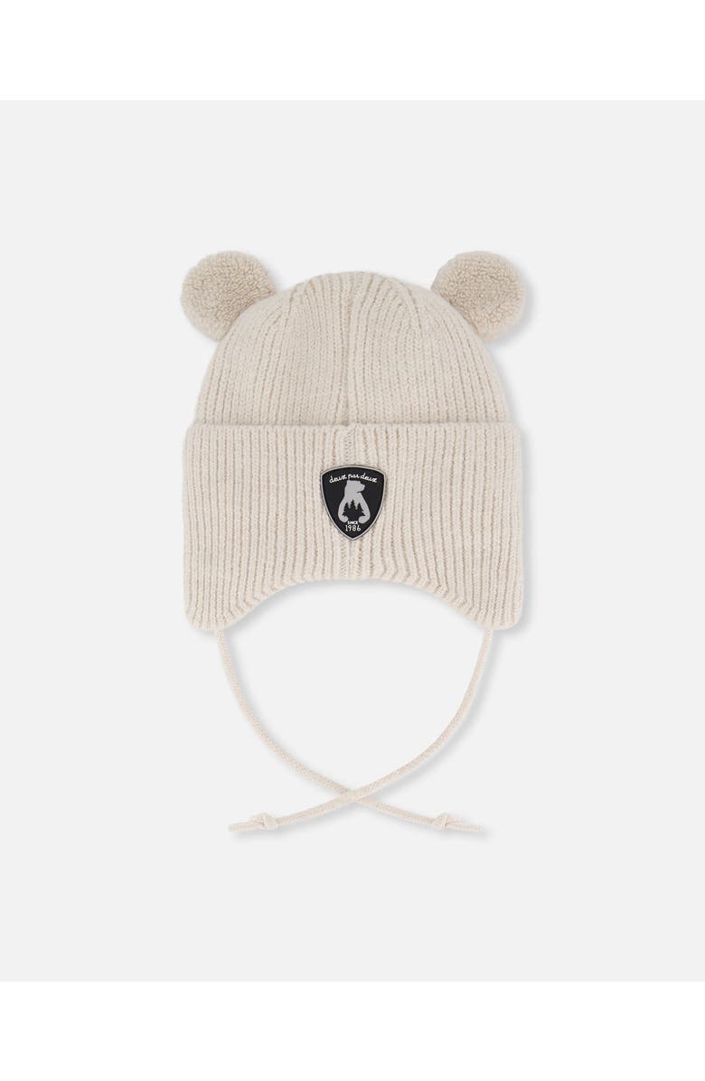 Deux par Deux Gender Inclusive Lined Winter Knit Hat with Ear Flaps, Alternate, color, Off-White