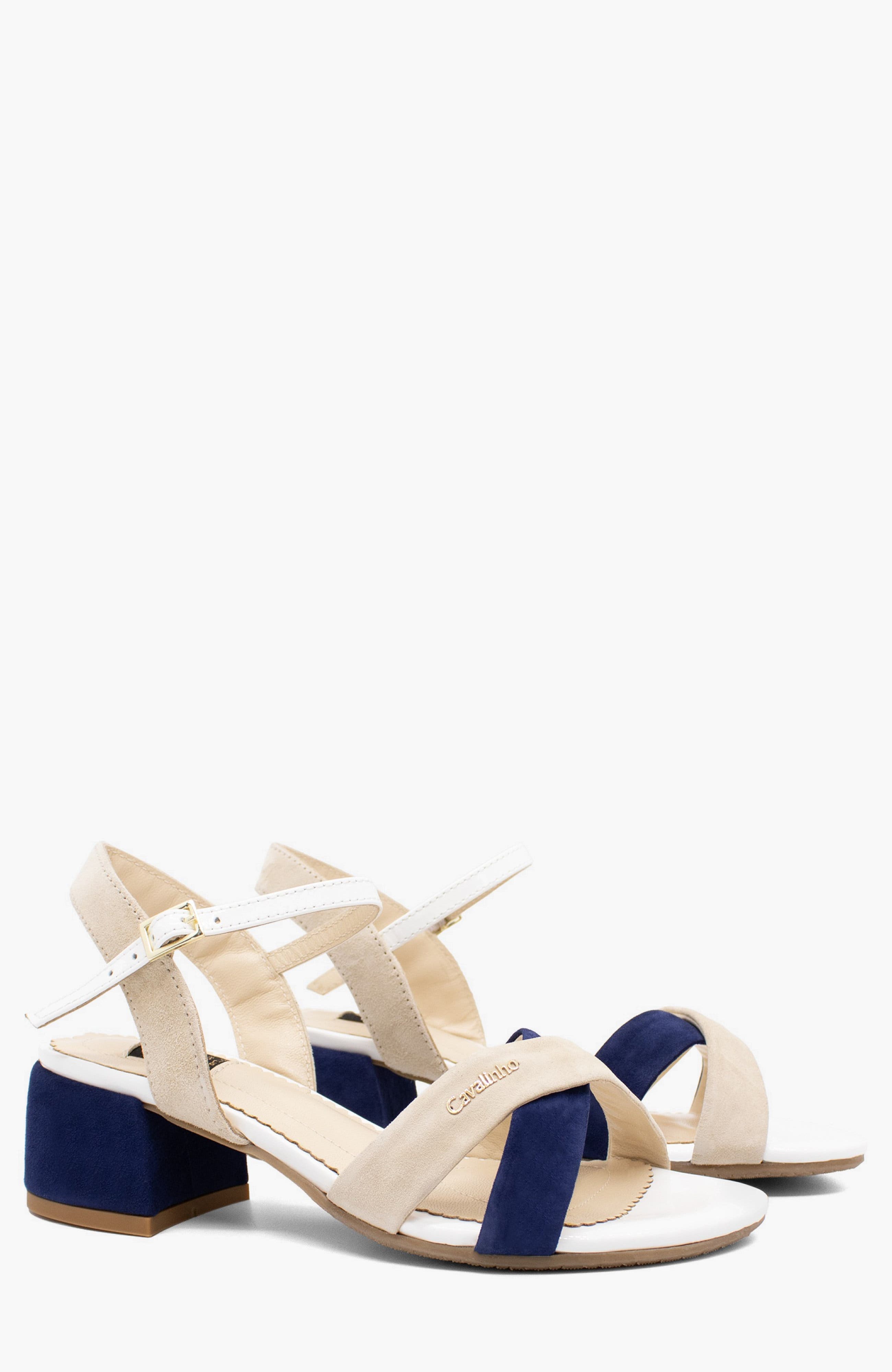 Capri Block Heel Sandal, Alternate, color, Beige / White / Navy