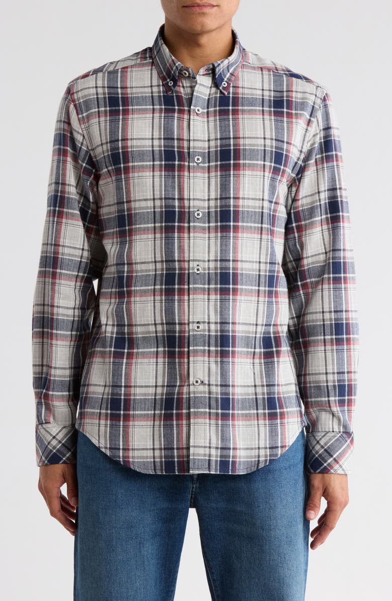 James Campbell Jacob Plaid Button-Down Shirt, Main, color, Grey