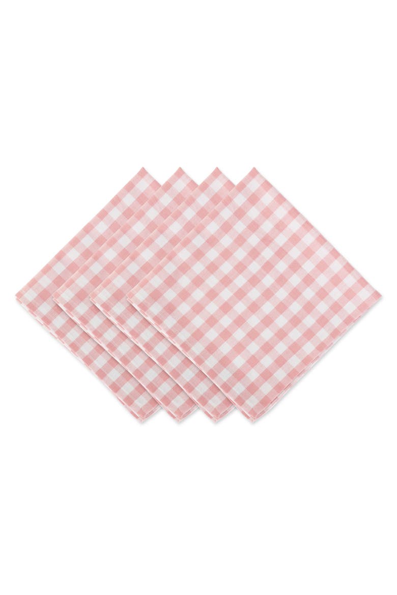 Gingham Cotton Napkin Set/4, Main, color, Pink/White