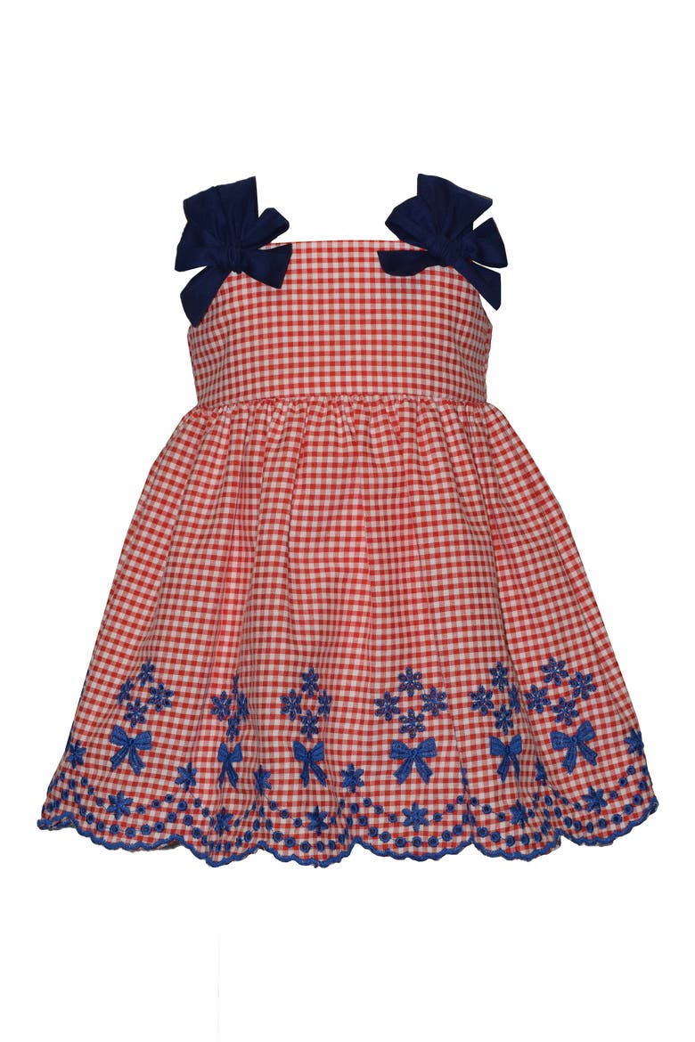Americana Bow Shoulder Dress, Main, color, RED