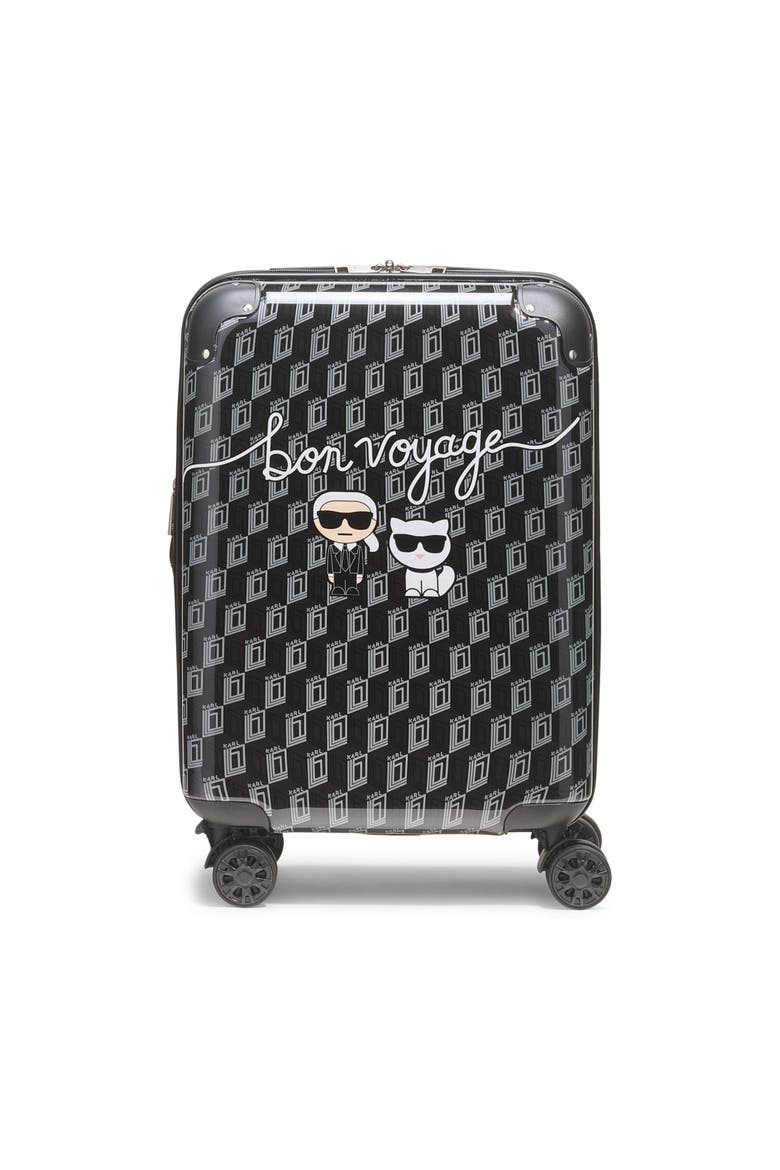 Bon Voyage 21" Upright Carry On Suitcase, Main, color, Black/Grey