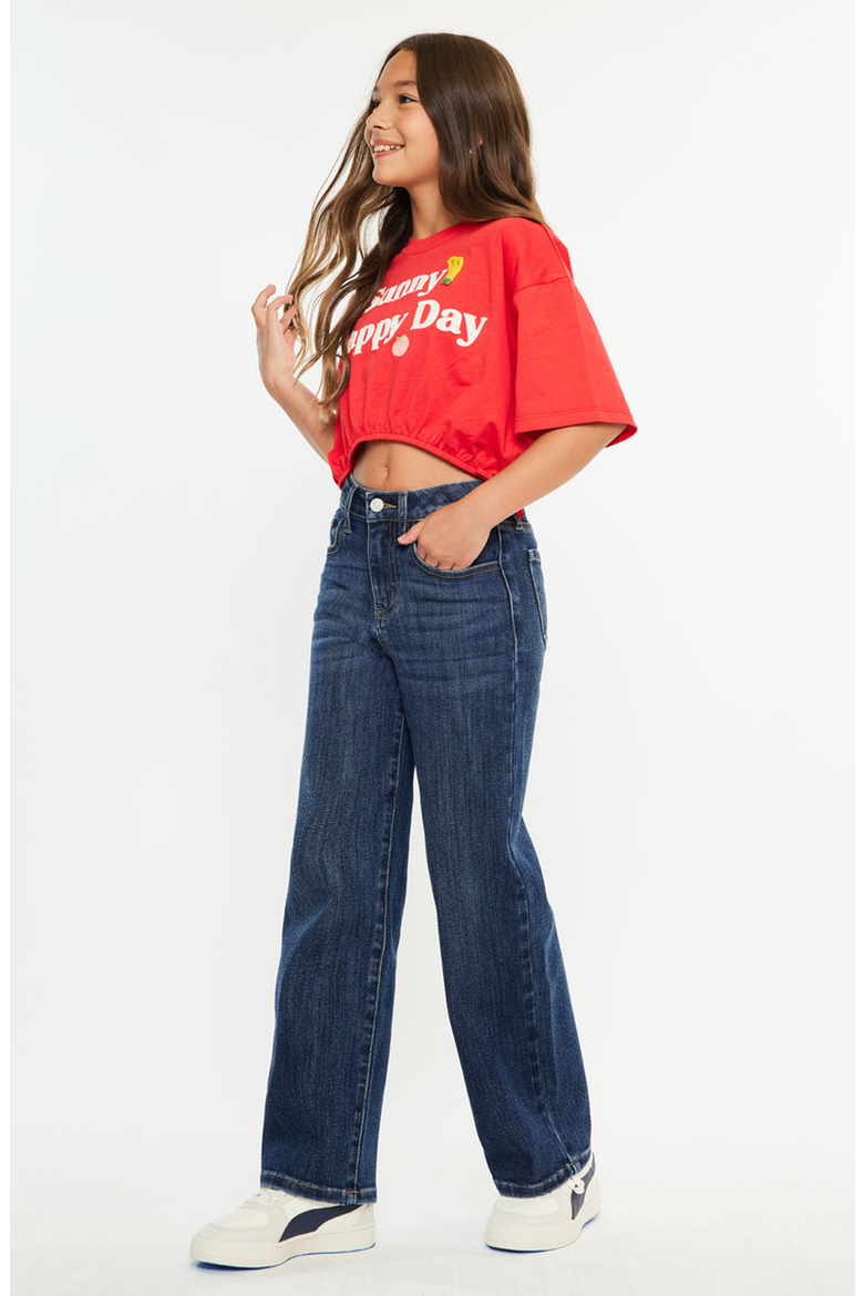Andy High Rise Kids Wide Leg Jeans, Alternate, color, Dark Wash