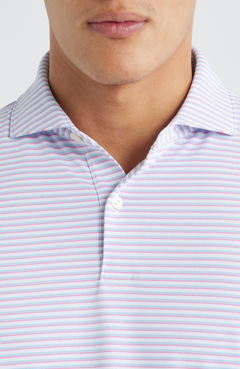 Peter Millar Crown Crafted Tempo Performance Piqué Polo, Alternate, color, White / Blue Frost