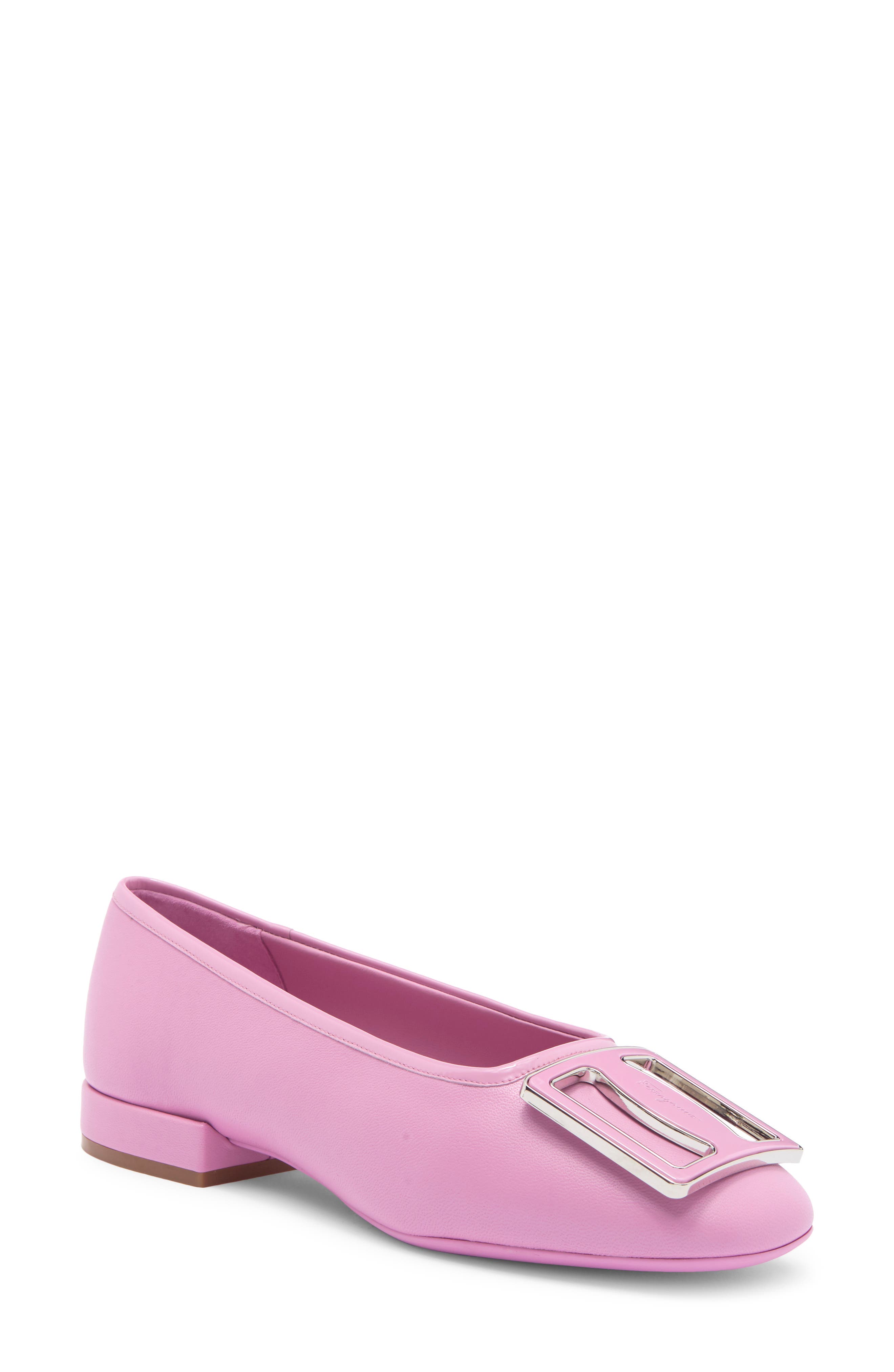 FERRAGAMO Myrna Leather Ballet Flat, Main, color, 