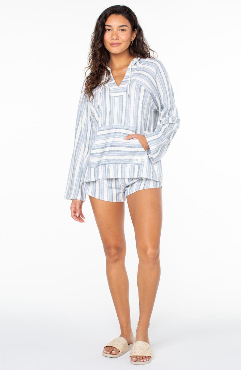 Roxy Wild & Free Stripe Pullover Hoodie, Alternate, color, Infinity Blue