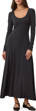 Marine Layer Lexi Long Sleeve Rib Fit & Flare Maxi Dress