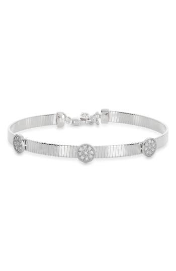 Meshmerise Diamond Circle Ribbed Chain Bracelet In White Gold