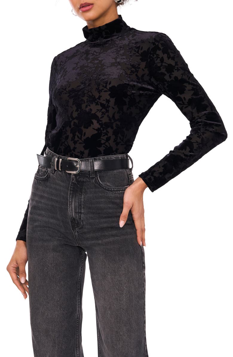 1.STATE Burnout Velvet Mock Neck Top, Main, color, 