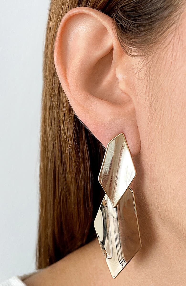 Adornia Geometic Double Drop Earrings, Alternate, color, Yellow