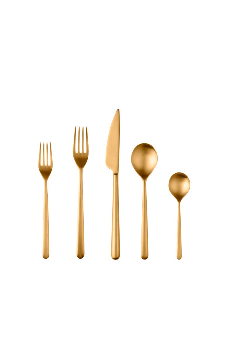 Linea Flatware Set - 20 Pieces, Main, color, Ice Gold