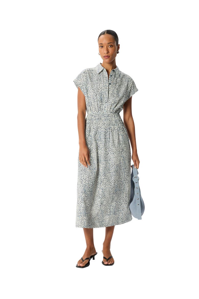 Flecked Animal Collared Dress, Main, color, Navy/Multi