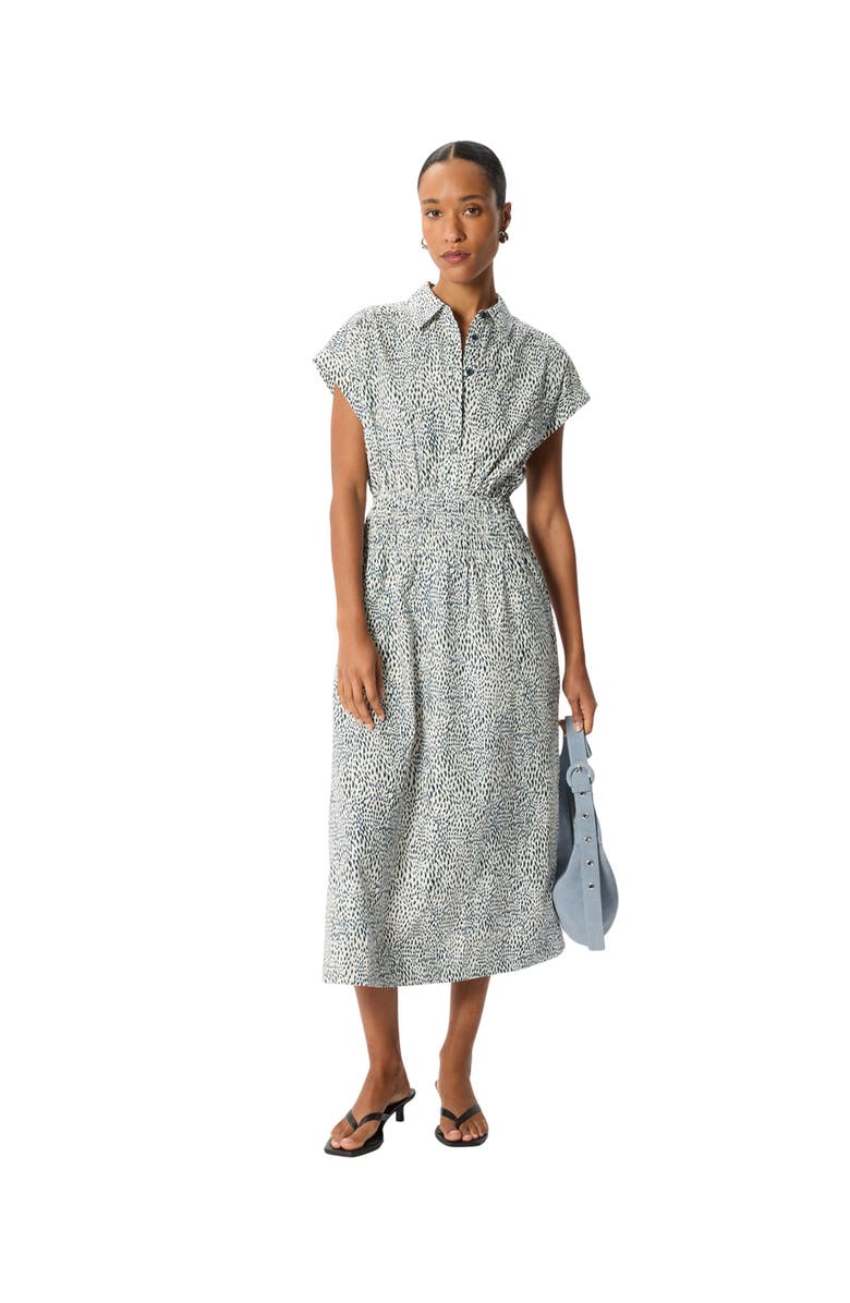 Whistles Flecked Animal Collared Dress, Main, color, Navy/Multi