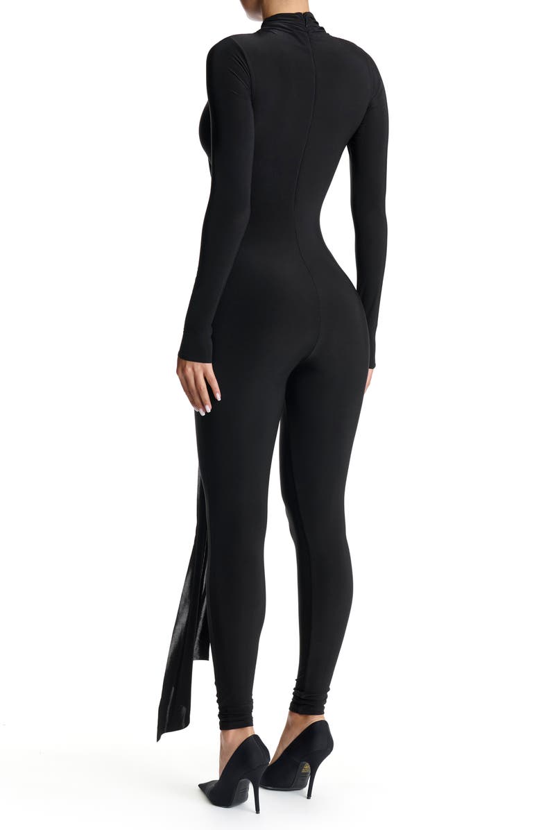 Naked Wardrobe Hourglass Tie Waist Long Sleeve Jumpsuit, Alternate, color, 