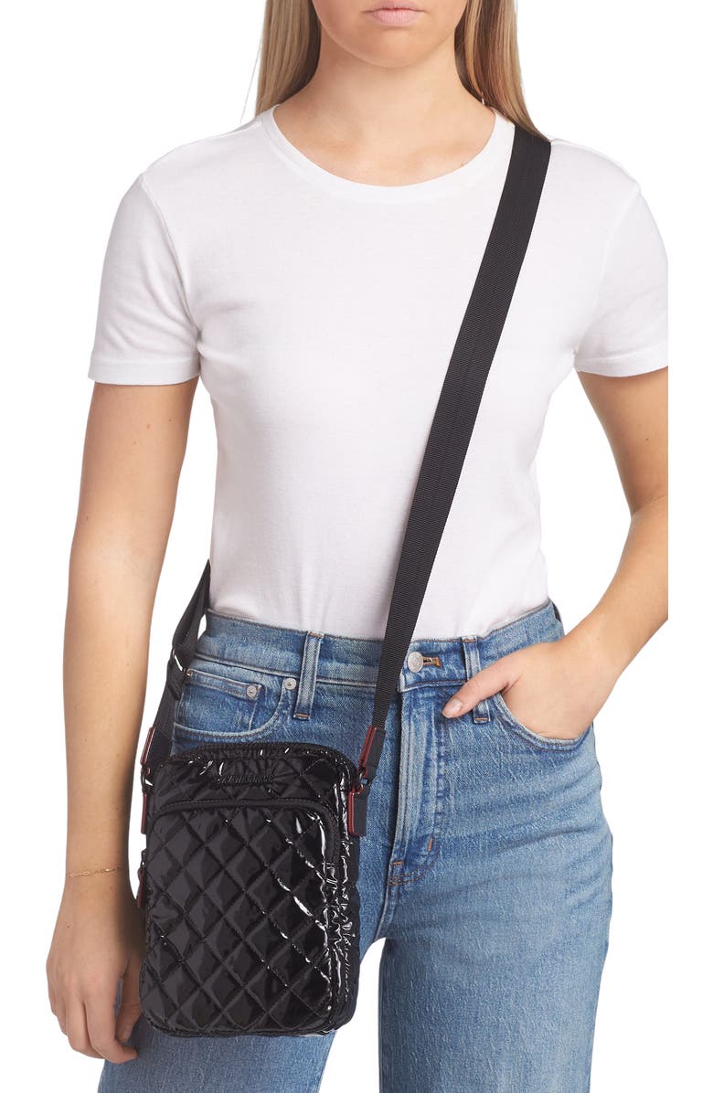 MZ Wallace Metro Crossbody Bag, Alternate, color, Black Lacquer