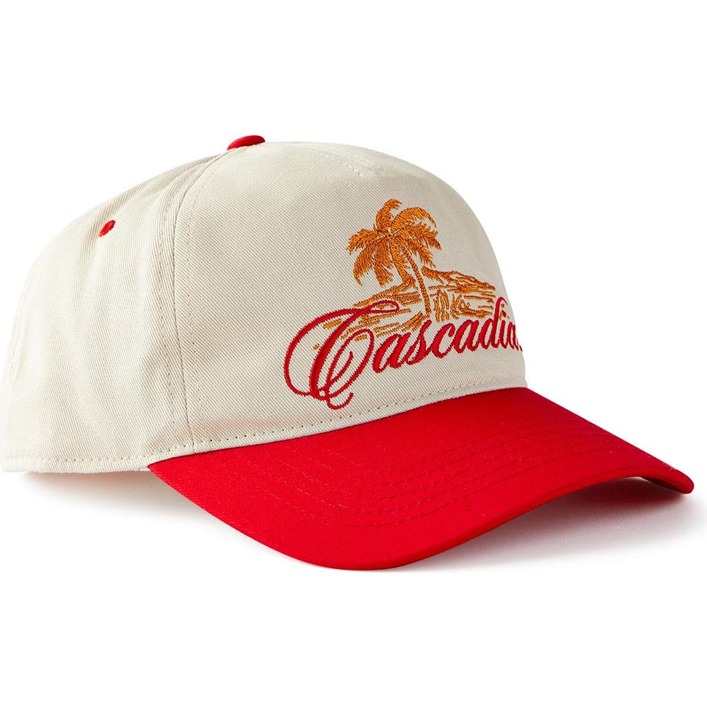 Cotton On 5 Panel Hat In Bone Cherry Red Cascadia