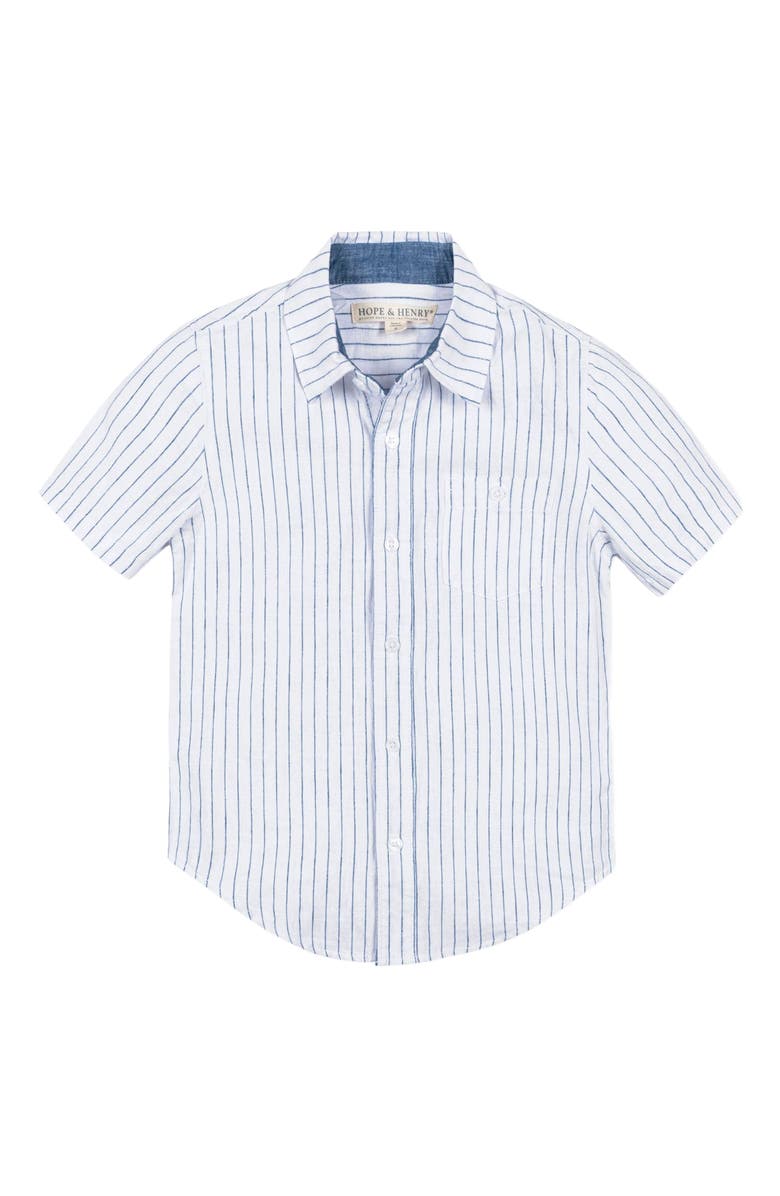 Hope & Henry Boys' Linen Short Sleeve Button Down Shirt, Kids, Alternate, color, 
