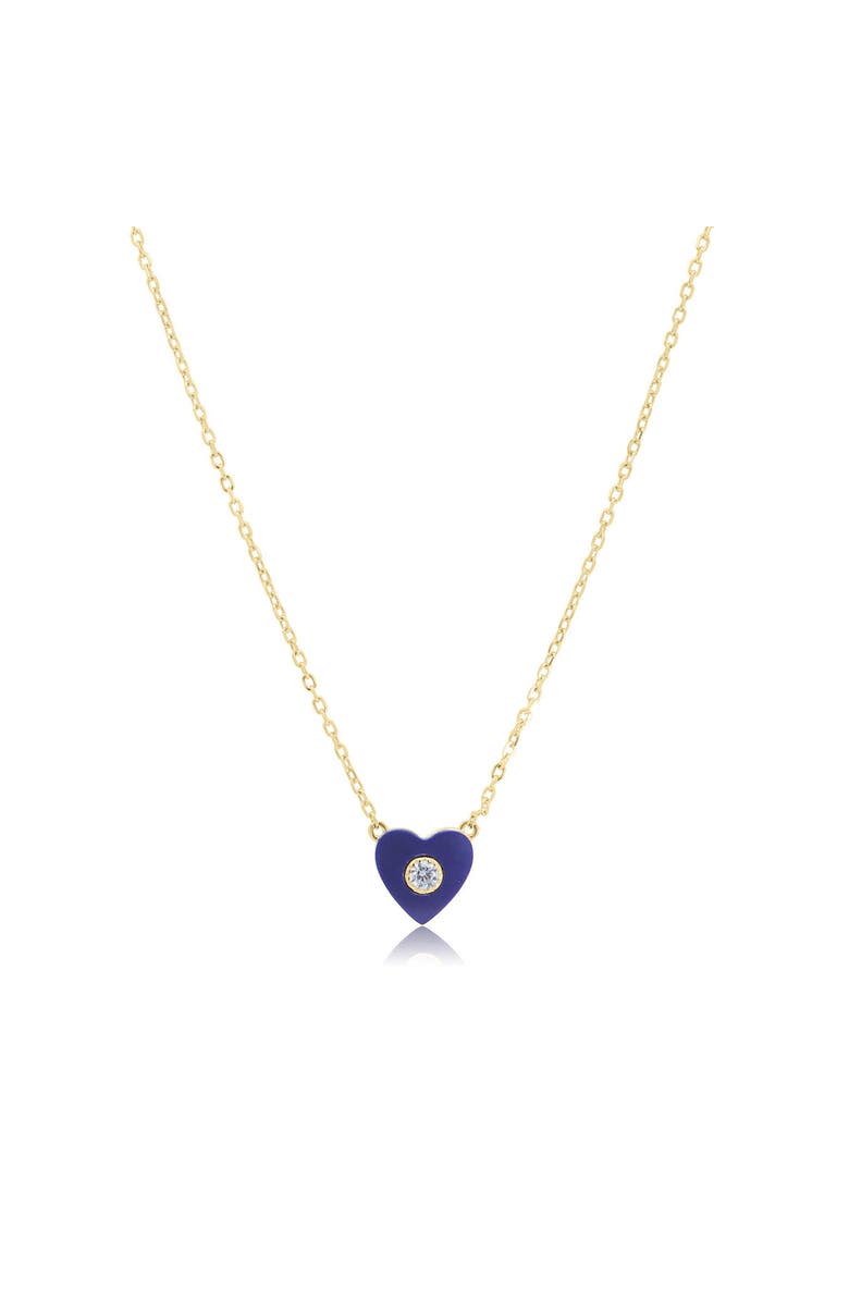 The Lovery Fine Jewelry Lapis CZ Single Heart Necklace, Main, color, Lapis