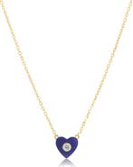 The Lovery Fine Jewelry Lapis CZ Single Heart Necklace