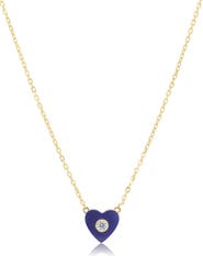 The Lovery Fine Jewelry Lapis CZ Single Heart Necklace