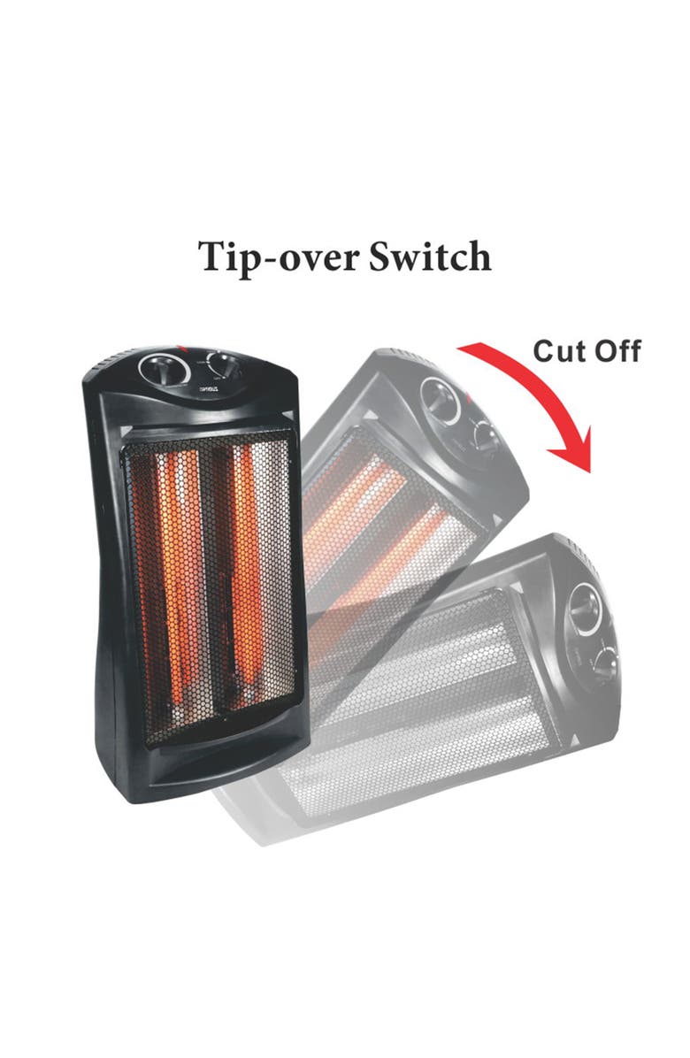 Optimus Fan Forced Tower Quartz Heater with Thermostat, Alternate, color, Black