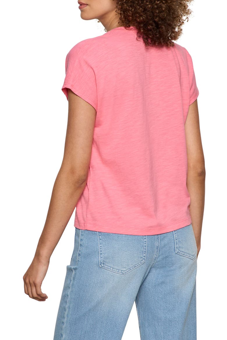 Organic Cotton Blend Split Neck T-Shirt, Alternate, color, BLOOM PINK