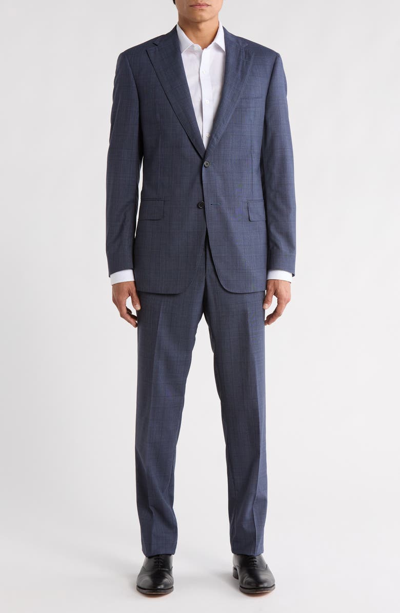 Samuelsohn Blue Plaid Wool Suit, Main, color, Blue